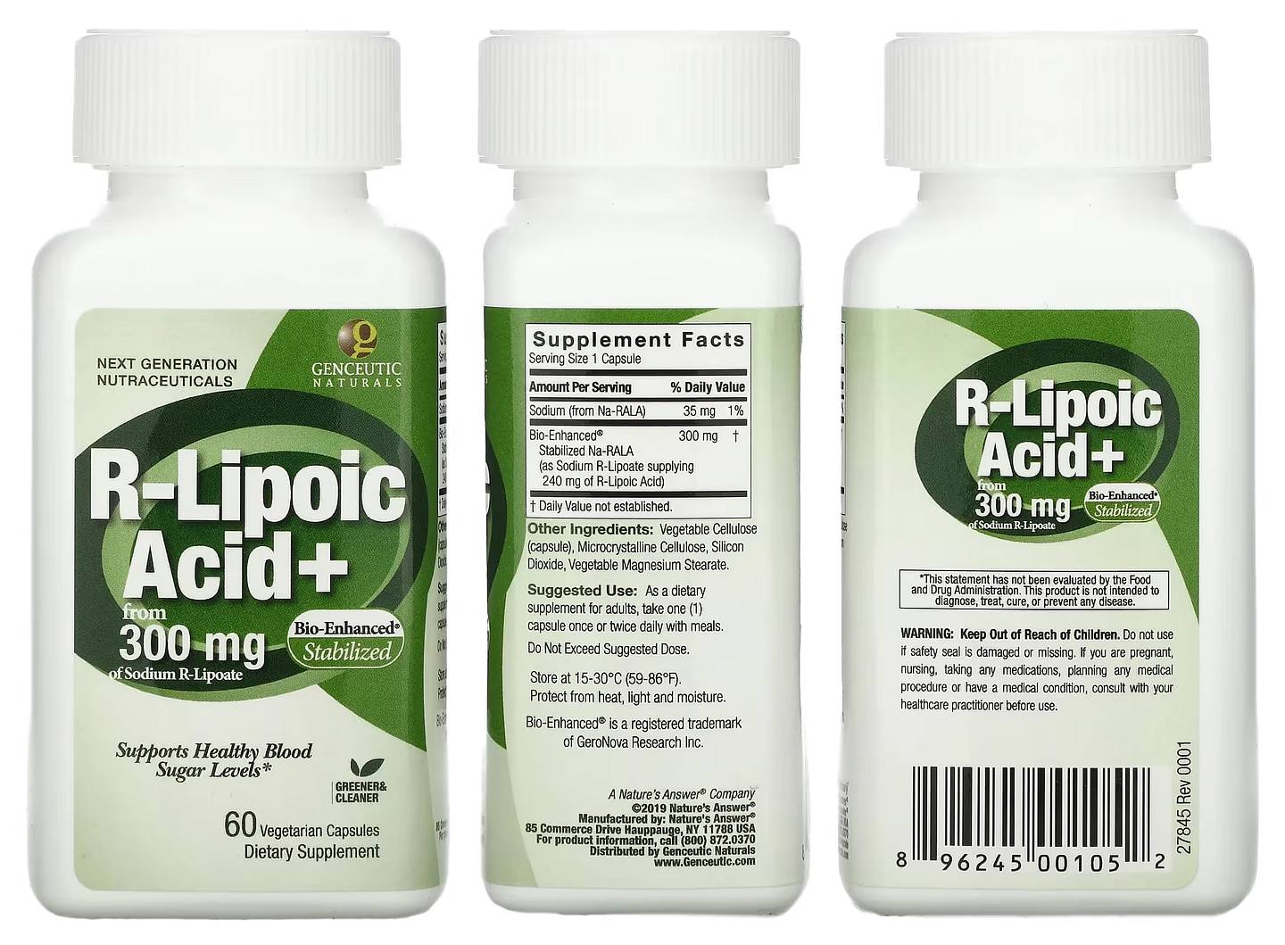 Genceutic Naturals, R-Lipoic Acid+ packaging