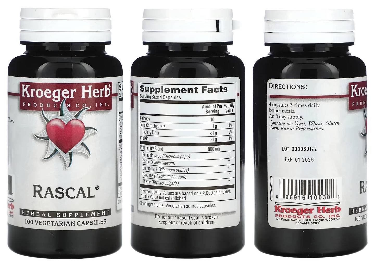 Kroeger Herb Products, Rascal packaging