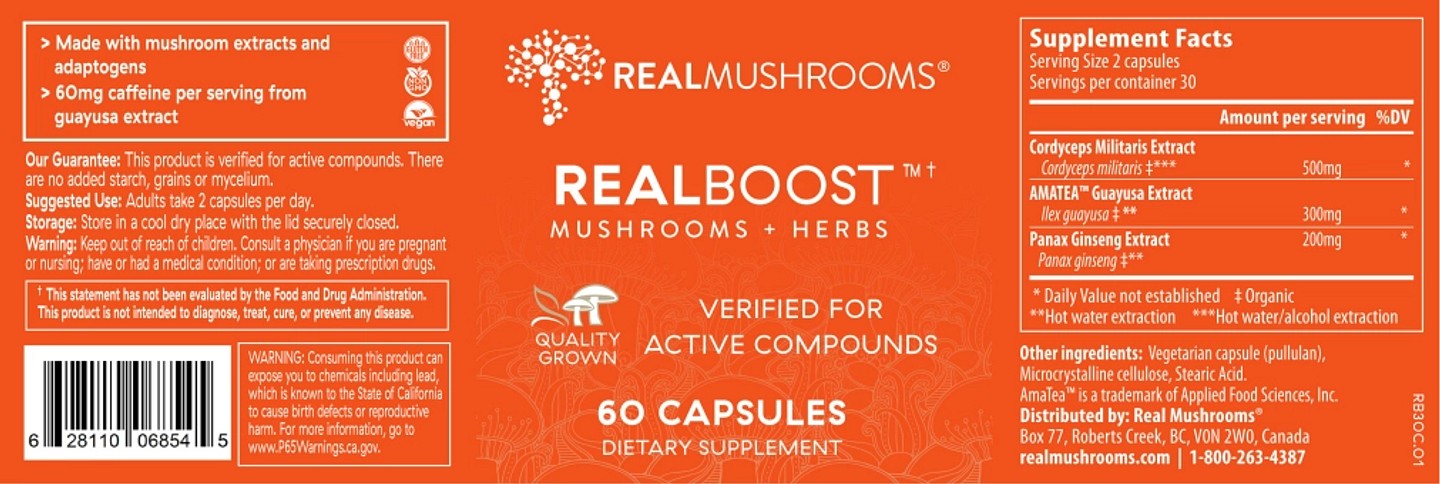 Real Mushrooms, Realboost label