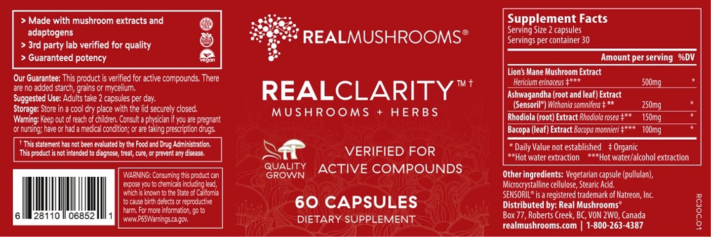 Real Mushrooms, RealClarity label