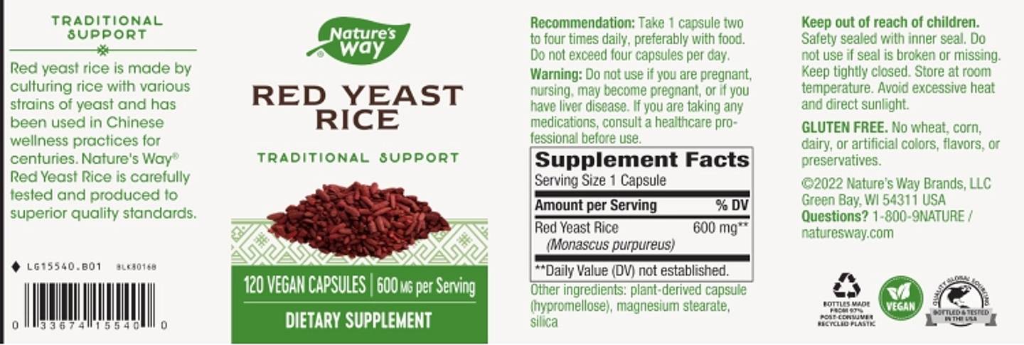 Nature's Way, Red Yeast Rice label