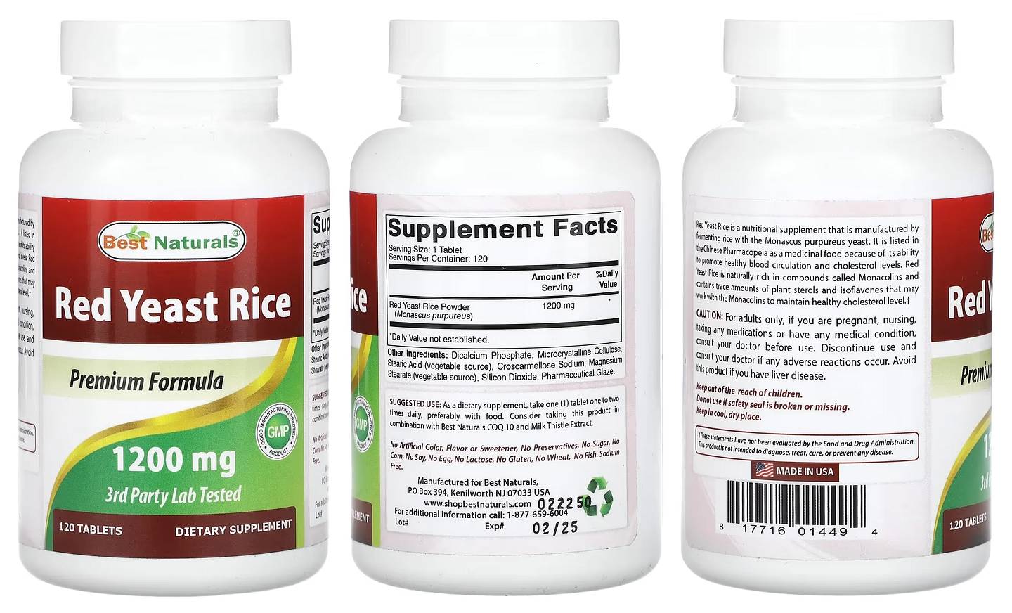 Best Naturals, Red Yeast Rice packaging