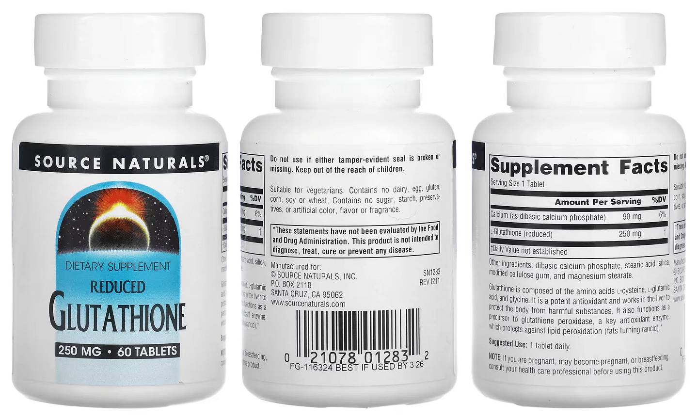 Source Naturals, Reduced Glutathione packaging