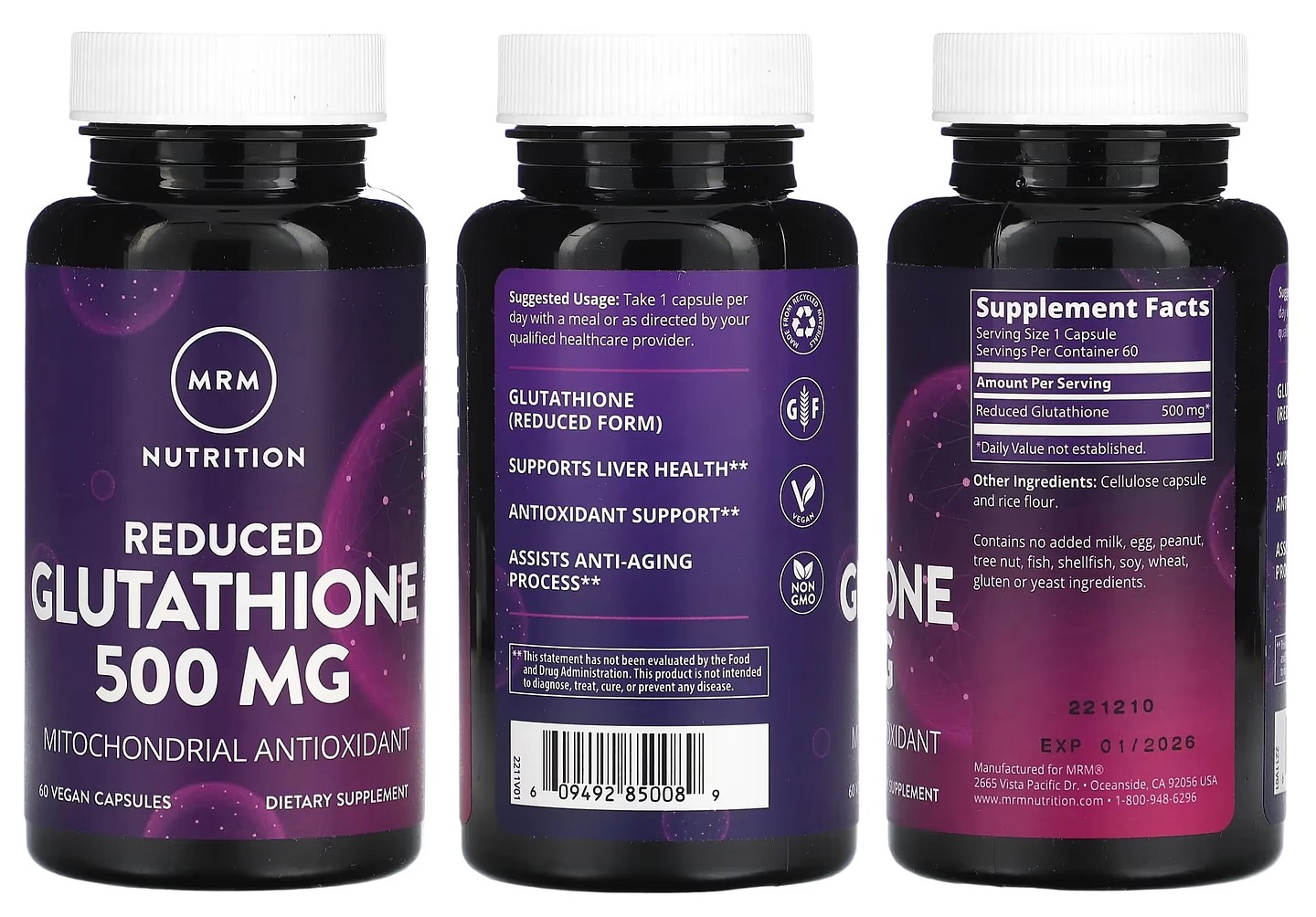 MRM Nutrition, Reduced Glutathione packaging