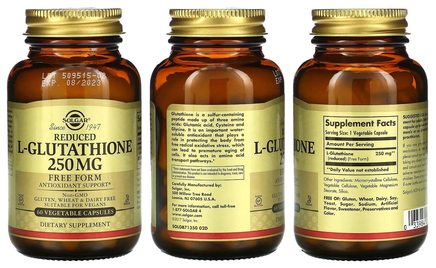 Solgar, Reduced L-Glutathione packaging