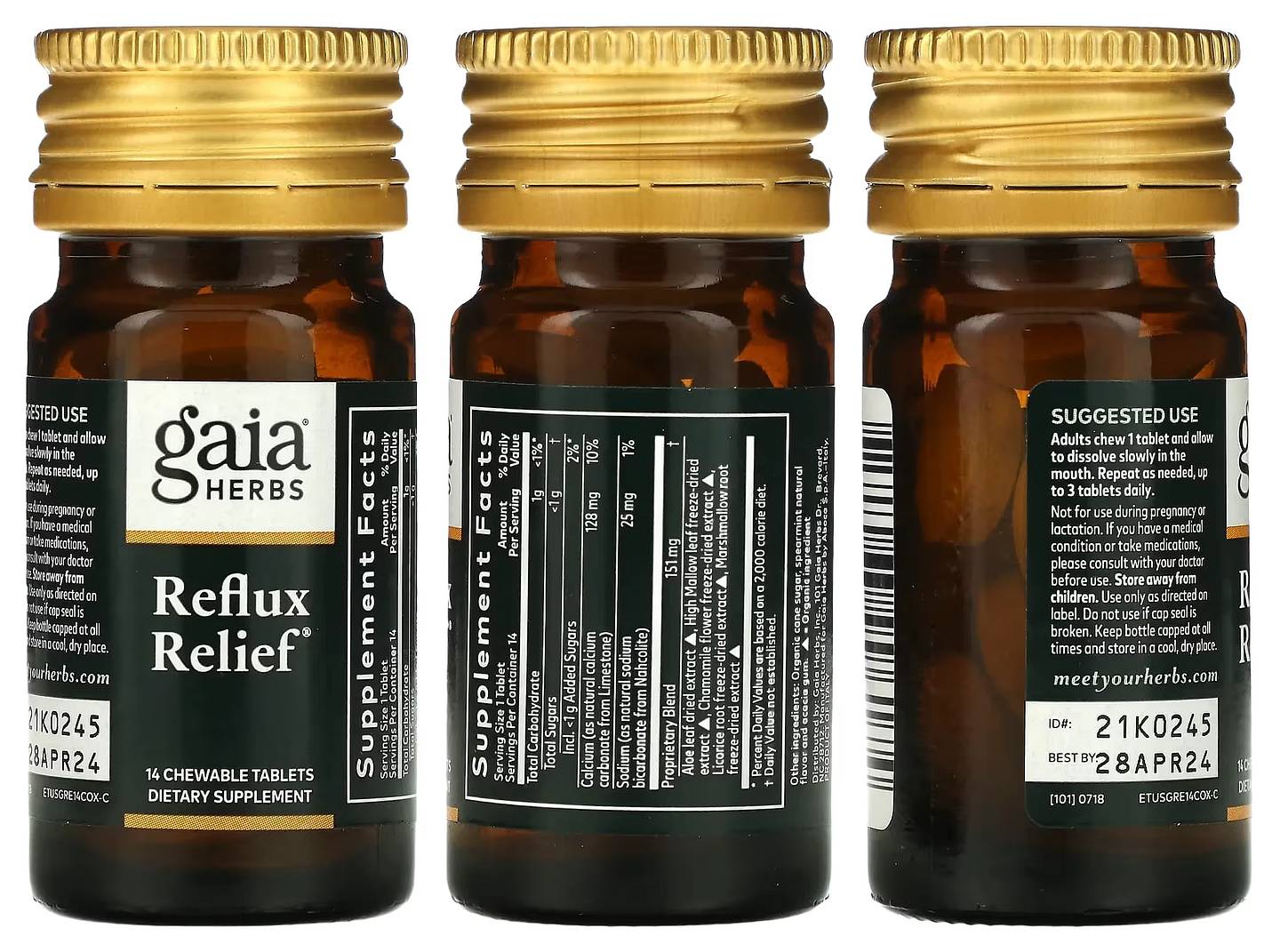 Gaia Herbs, Reflux Relief packaging