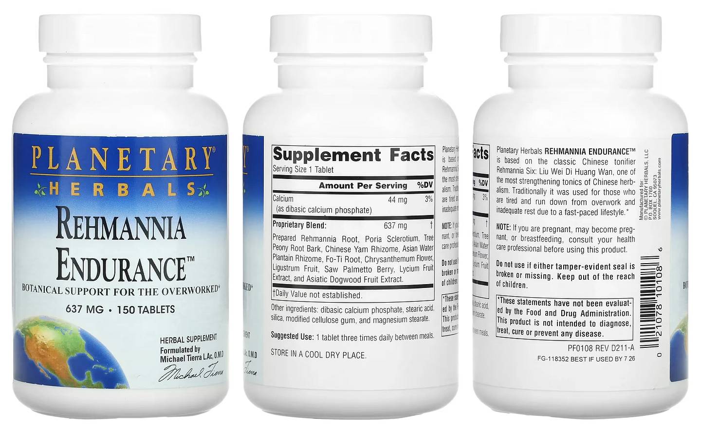 Planetary Herbals, Rehmannia Endurance packaging