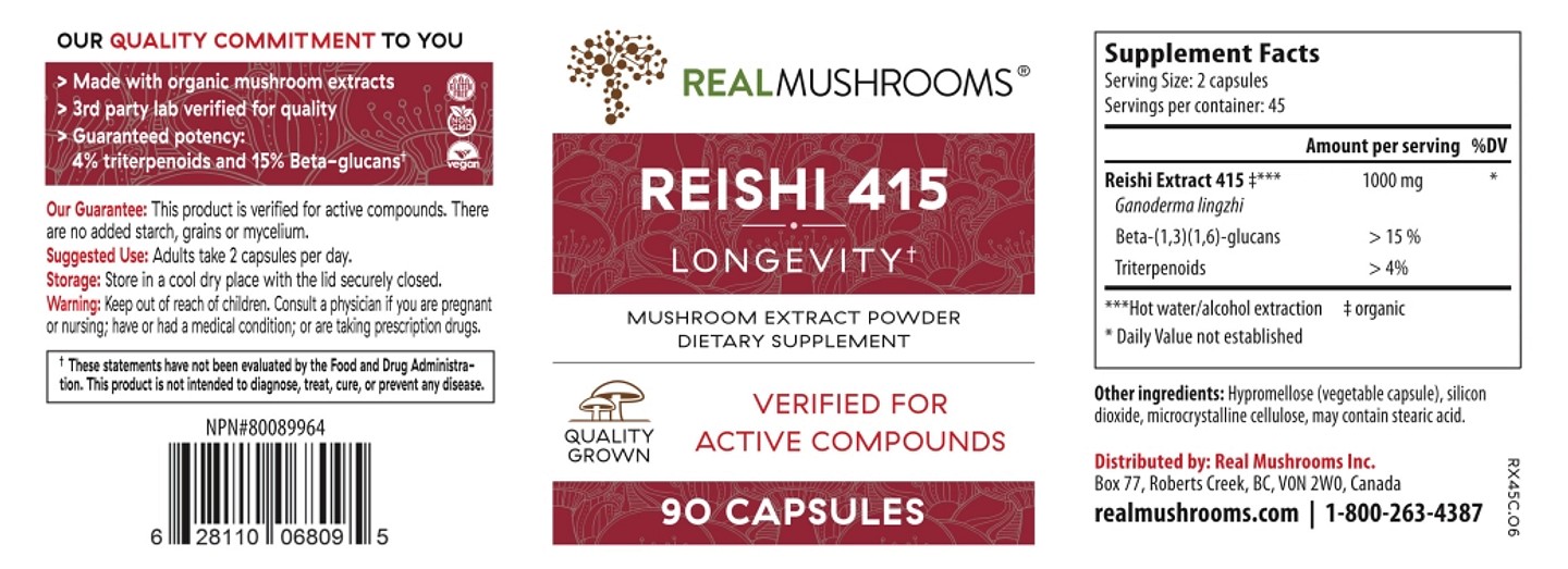 Real Mushrooms, Reishi label