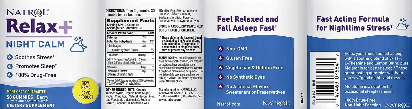 Natrol, Relax +, Night Calm, Berry label