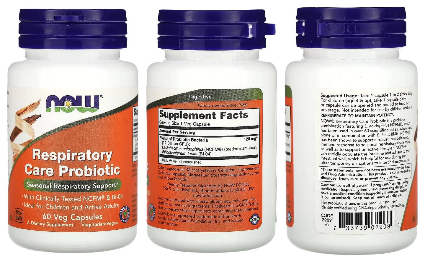 NOW Foods, Respiratory Care Probiotic packaging