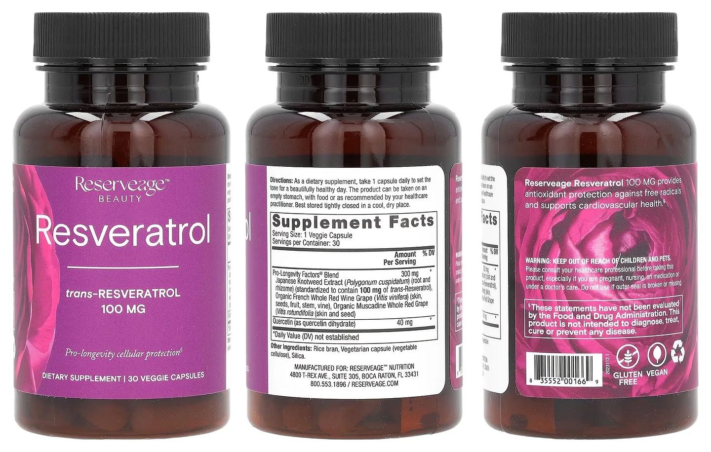 Reserveage Nutrition, Resveratrol packaging