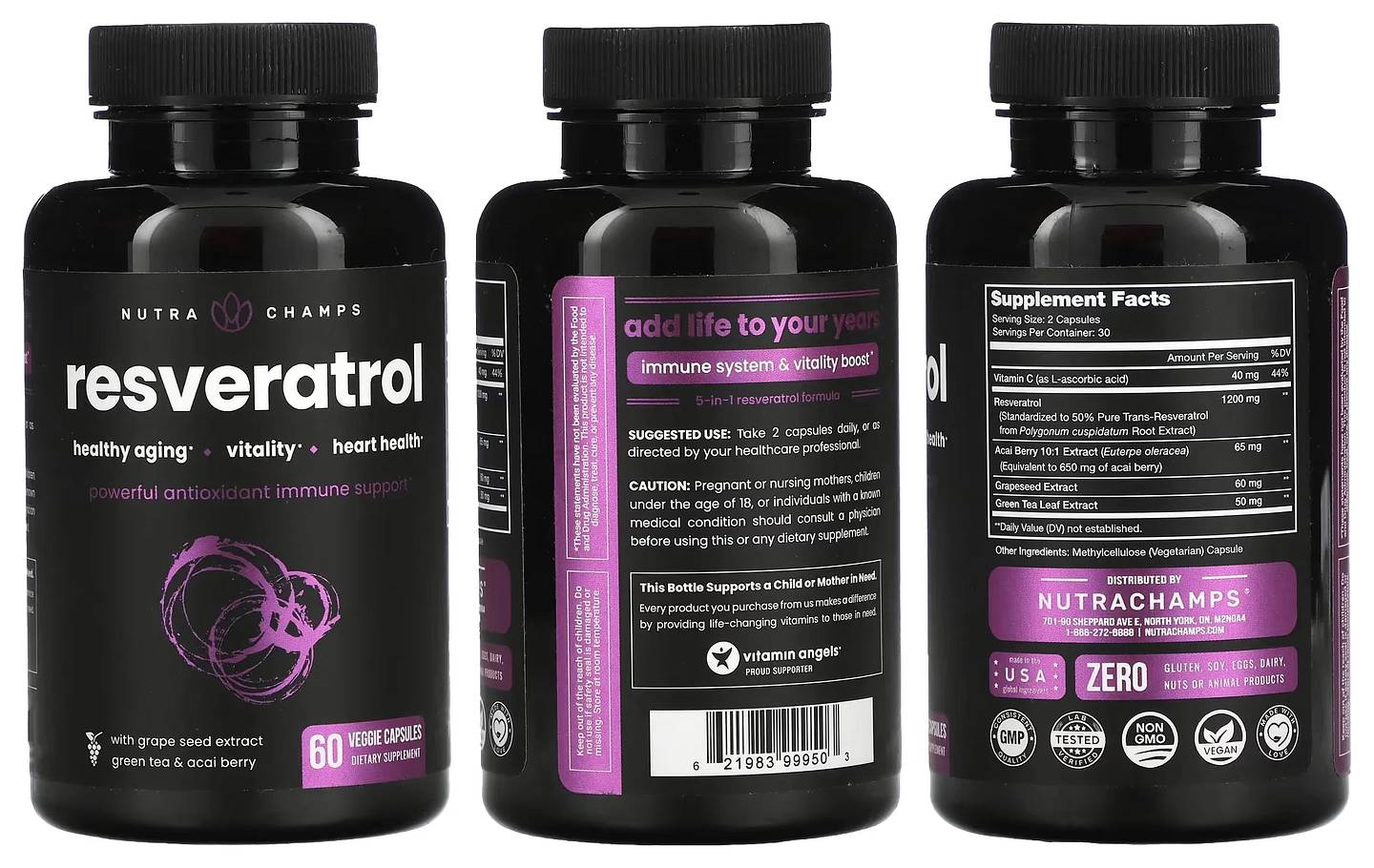 NutraChamps, Resveratrol packaging