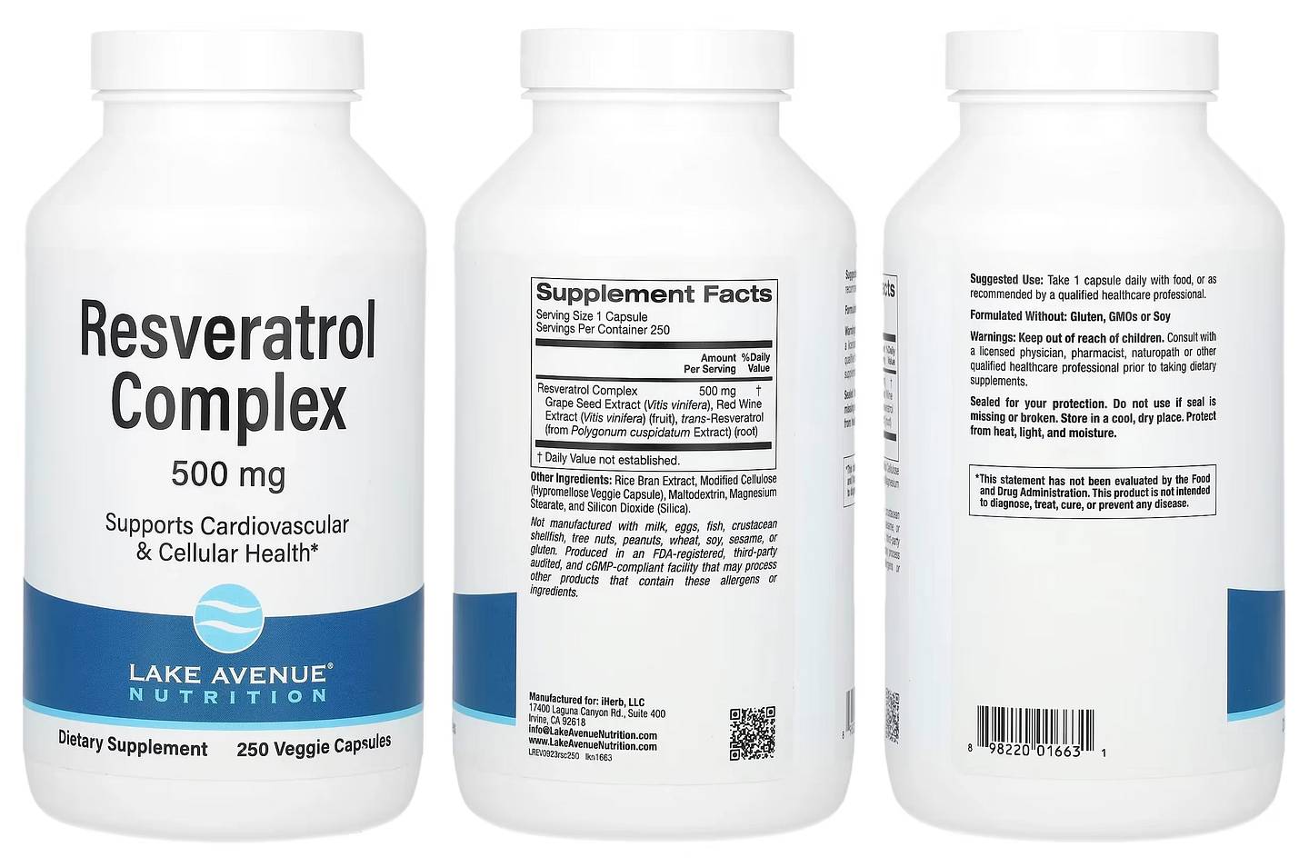 Lake Avenue Nutrition, Resveratrol Complex packaging