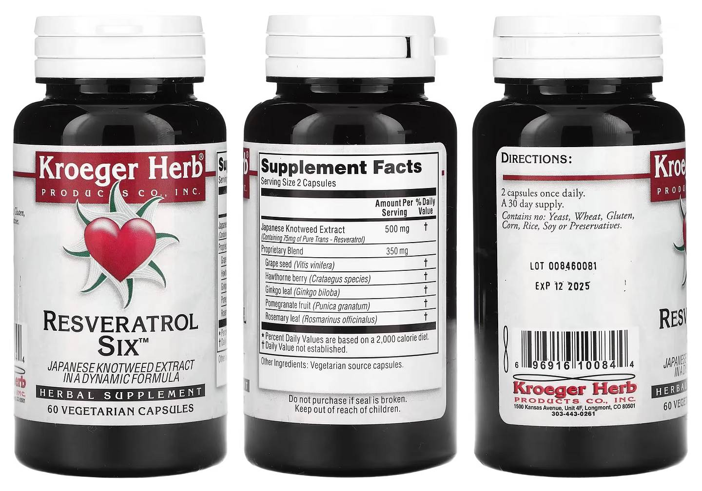 Kroeger Herb Products, Resveratrol Six packaging