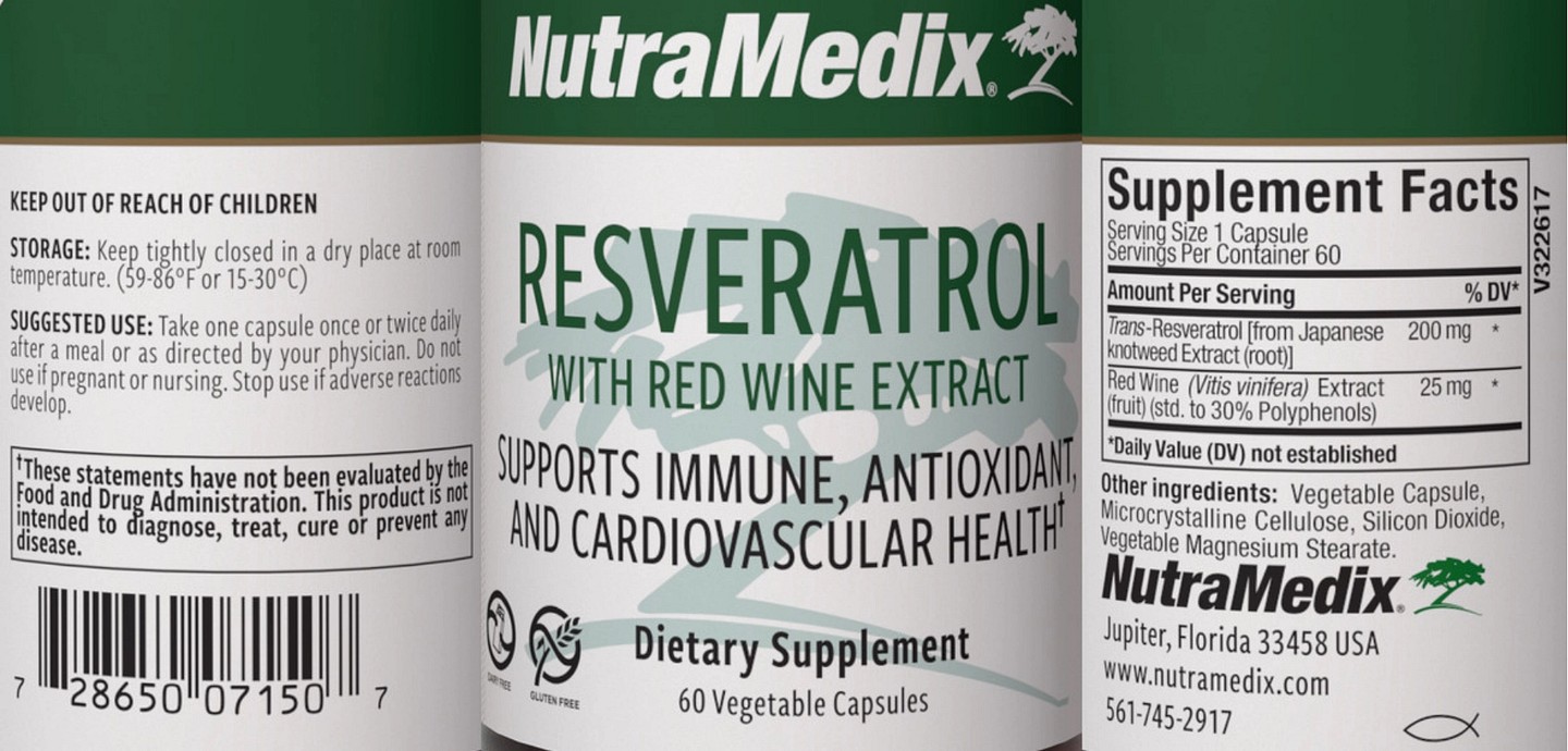 NutraMedix, Resveratrol with Red Wine Extract label