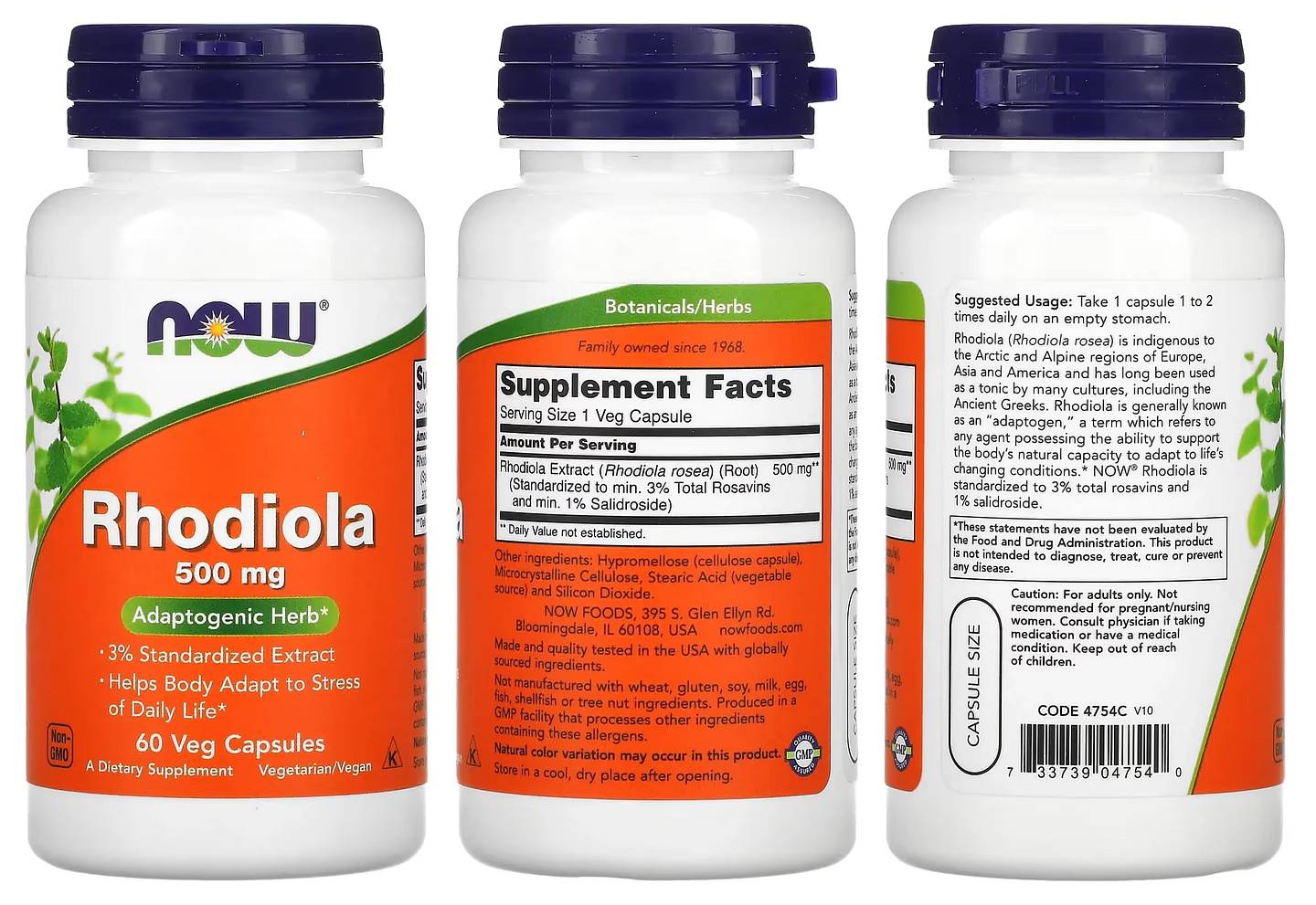 NOW Foods, Rhodiola packaging