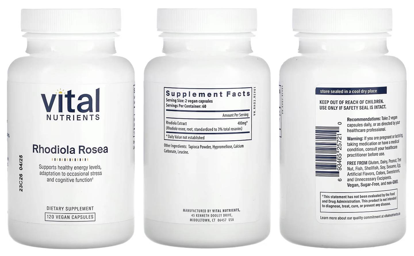 Vital Nutrients, Rhodiola Rosea packaging