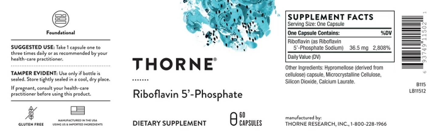 Thorne, Riboflavin 5' Phosphate label