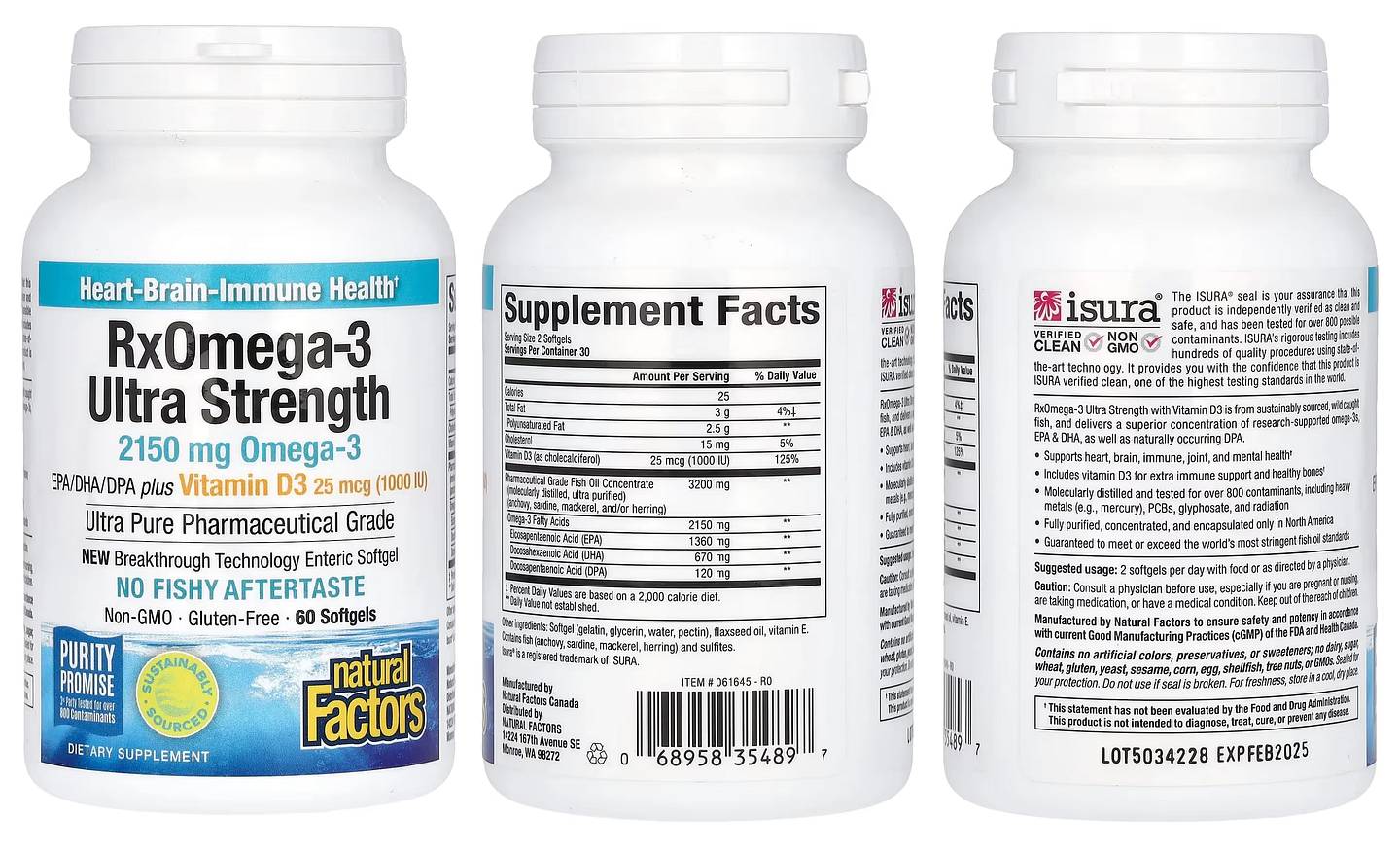 Natural Factors, RxOmega-3 Ultra Strength with Vitamin D3 packaging