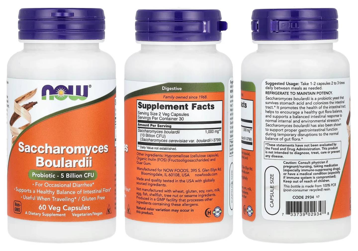 NOW Foods, Saccharomyces Boulardii packaging