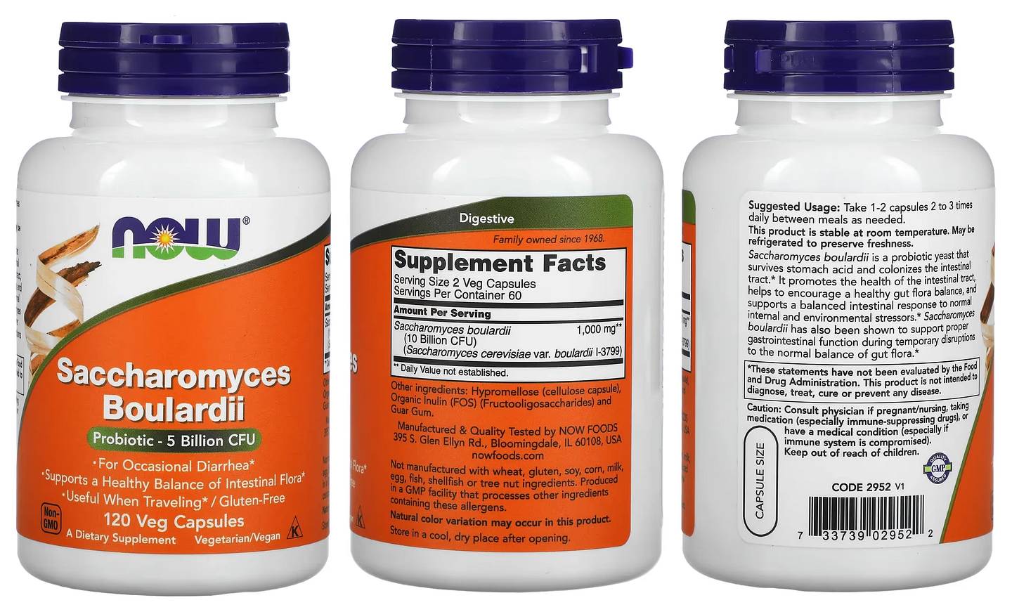 NOW Foods, Saccharomyces Boulardii packaging