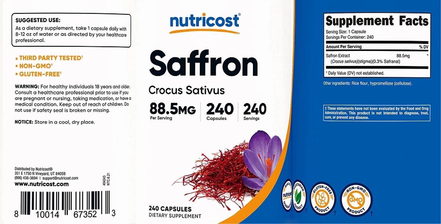 Nutricost, Saffron label