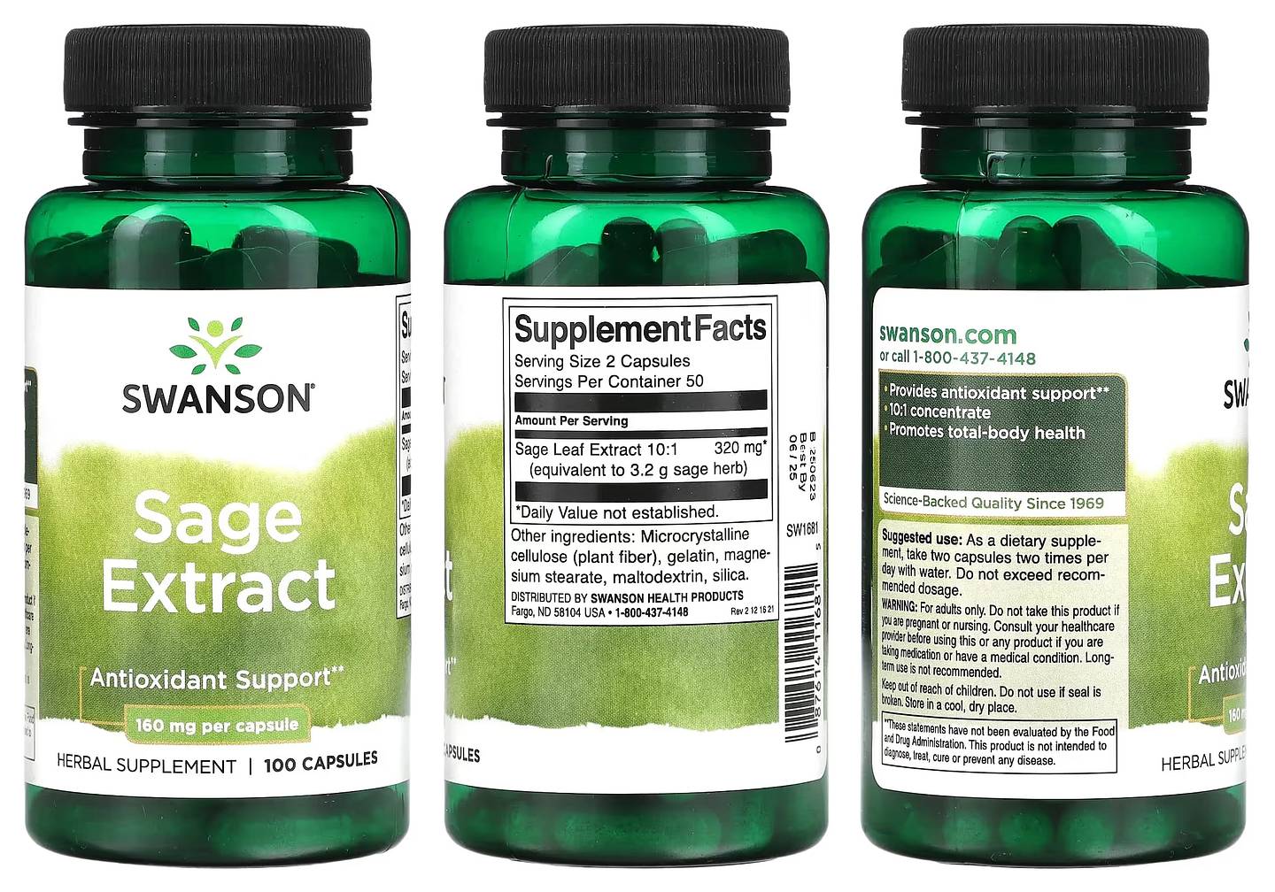 Swanson, Sage Extract packaging