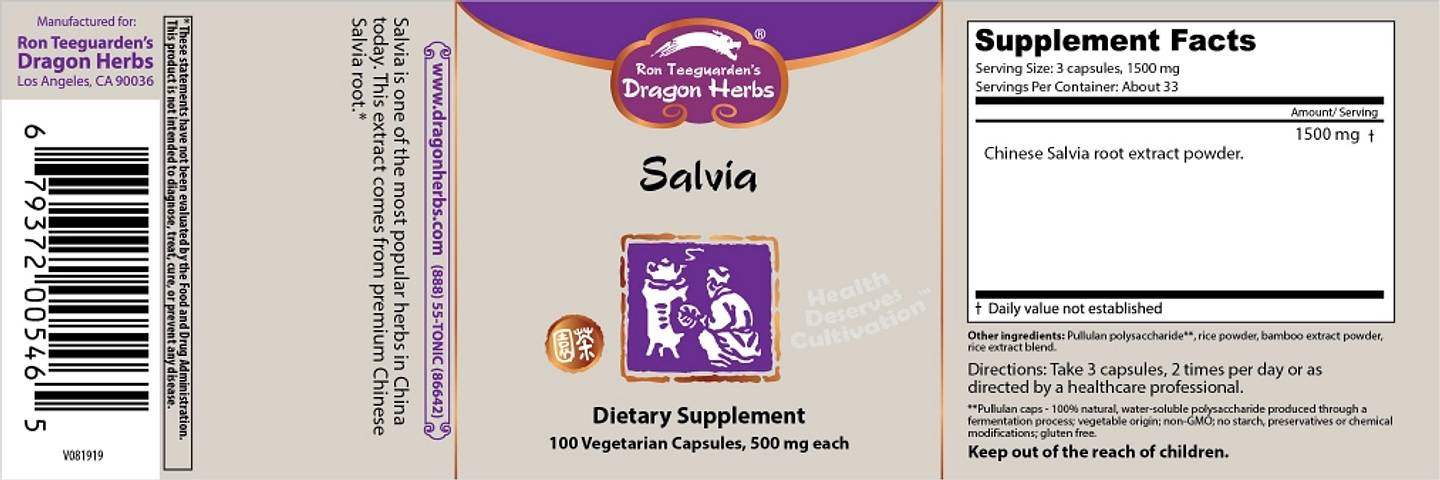 Dragon Herbs, Salvia label