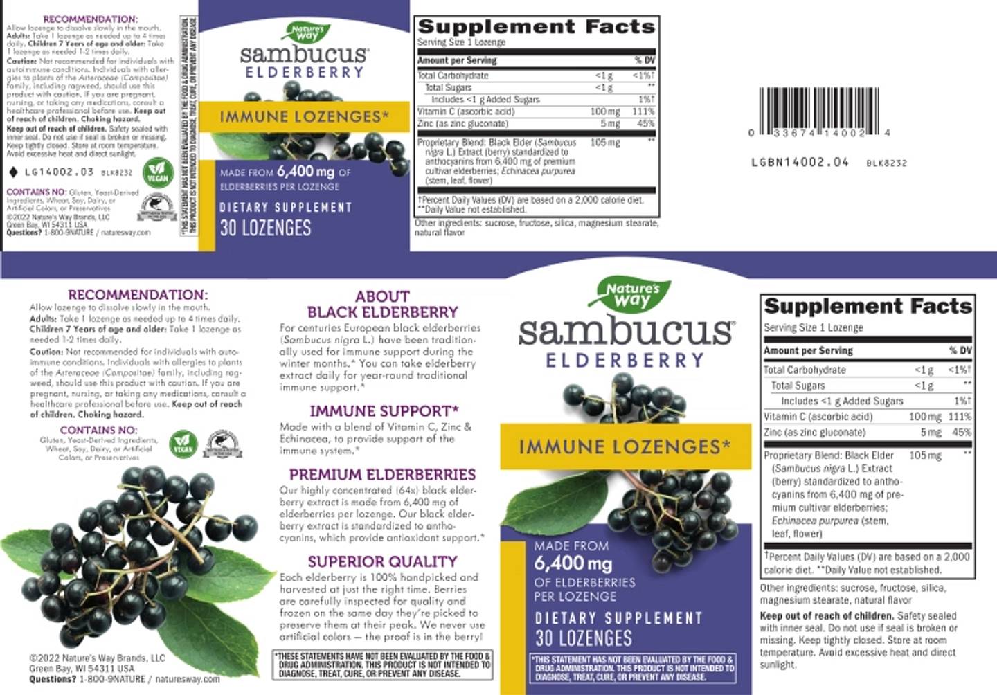 Nature's Way, Sambucus Elderberry label