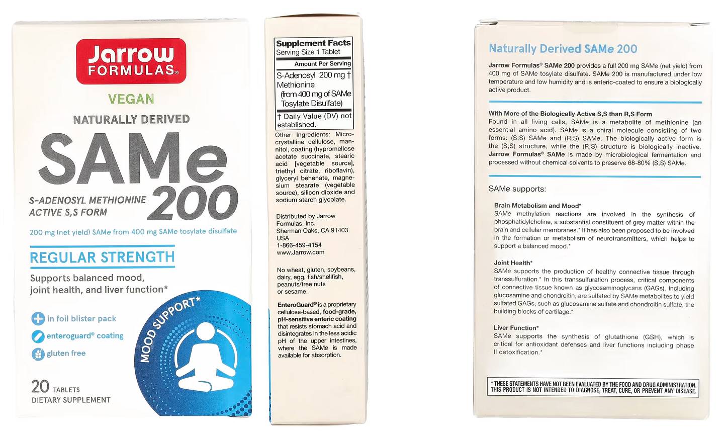 Jarrow Formulas, SAMe 200 packaging