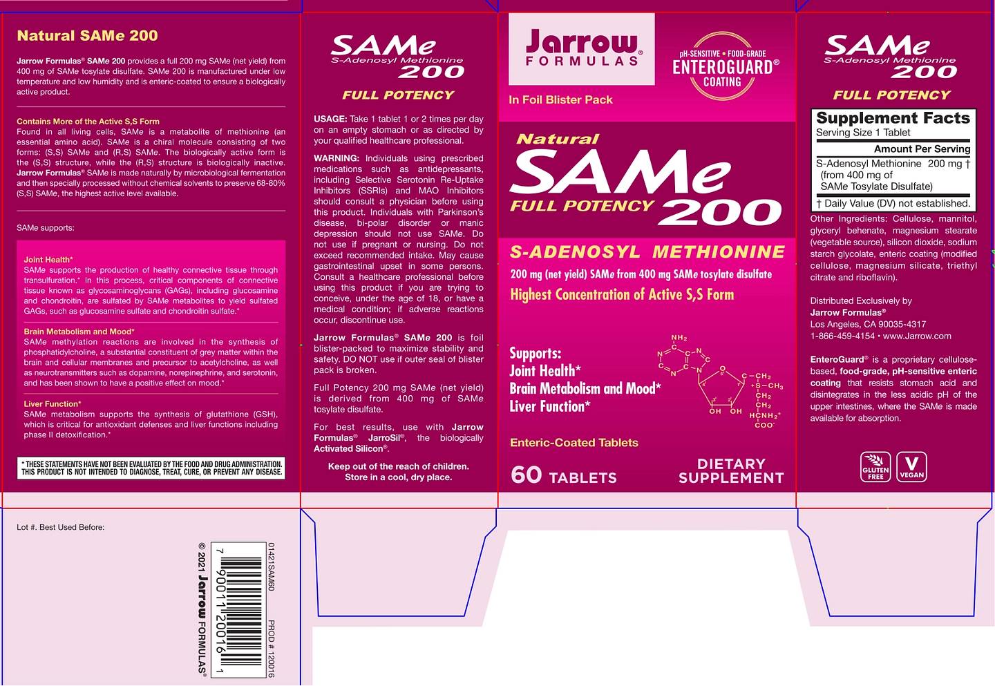 Jarrow Formulas, SAMe 200 label