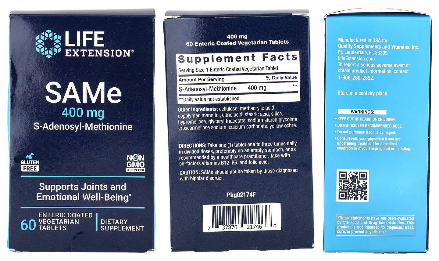 Life Extension, SAMe S-Adenosyl-Methionine packaging