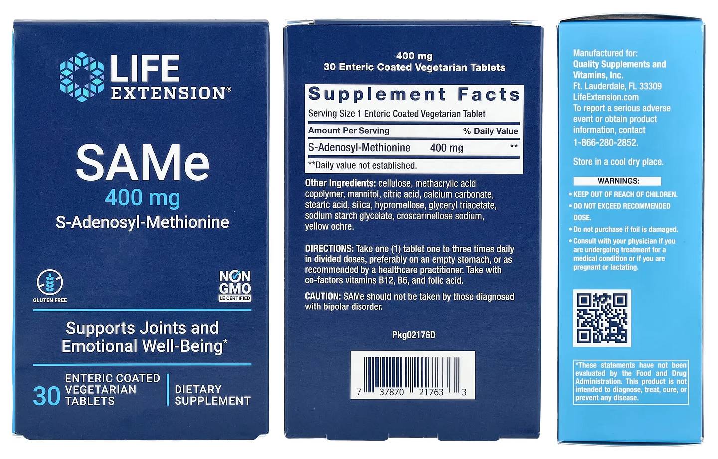 Life Extension, SAMe (S-Adenosyl-Methionine) packaging