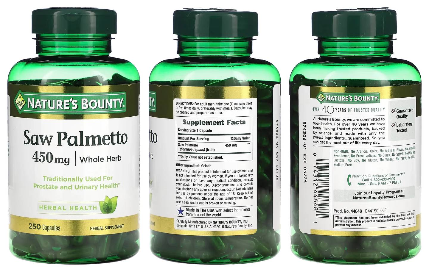 Nature's Bounty, Saw Palmetto packaging