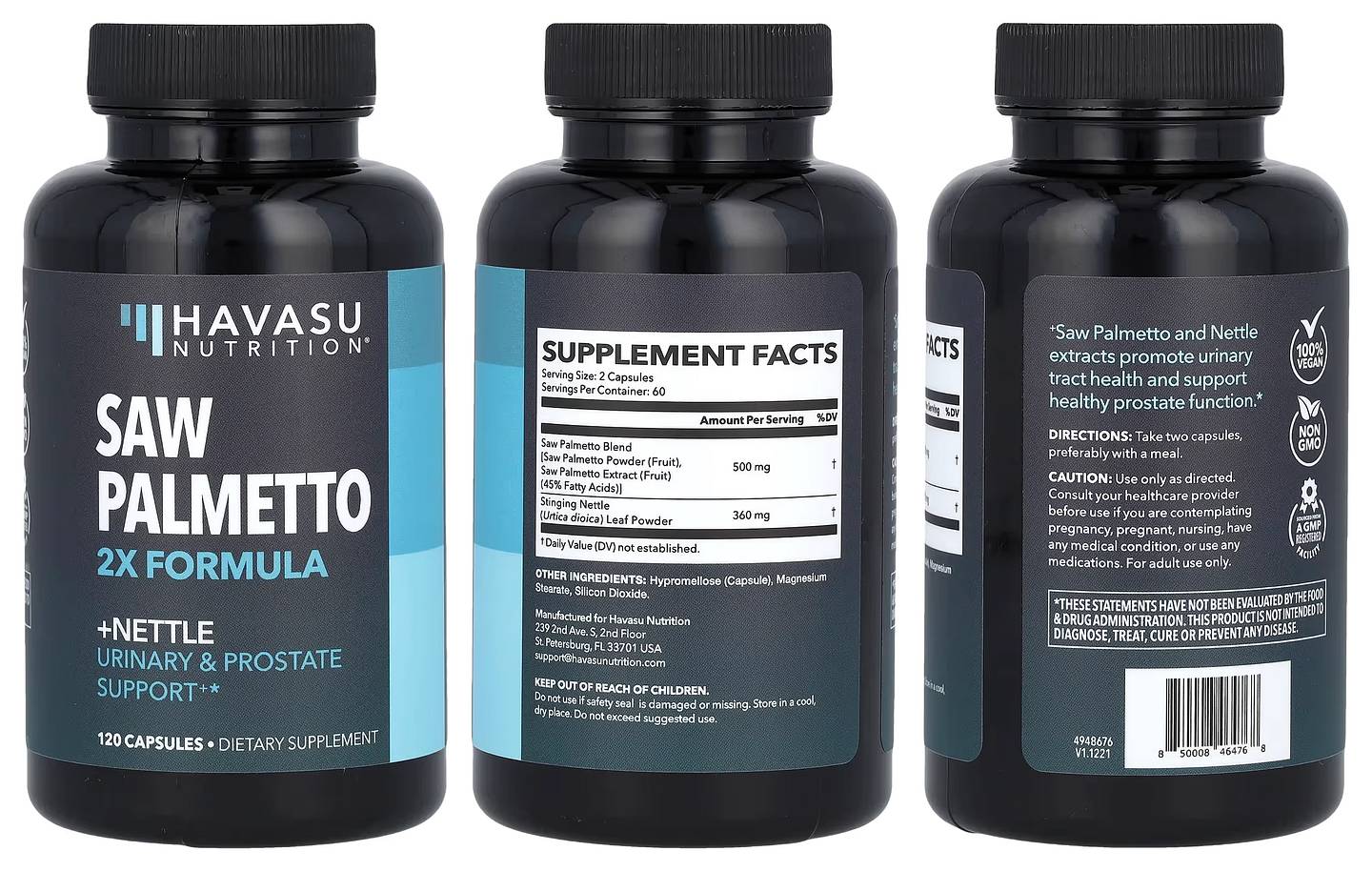 Havasu Nutrition, Saw Palmetto packaging