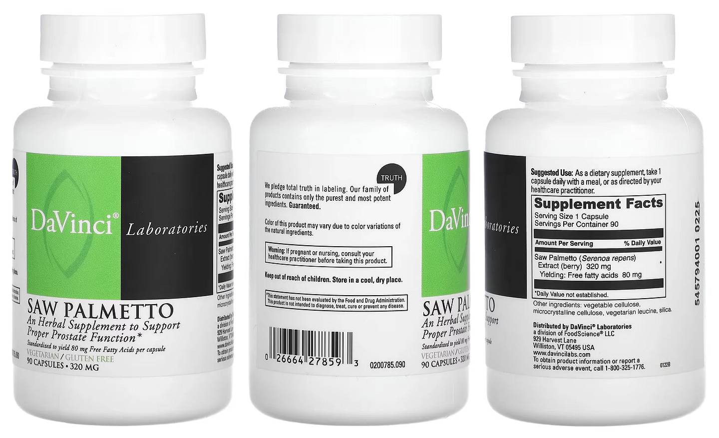 DaVinci Laboratories of Vermont, Saw Palmetto packaging