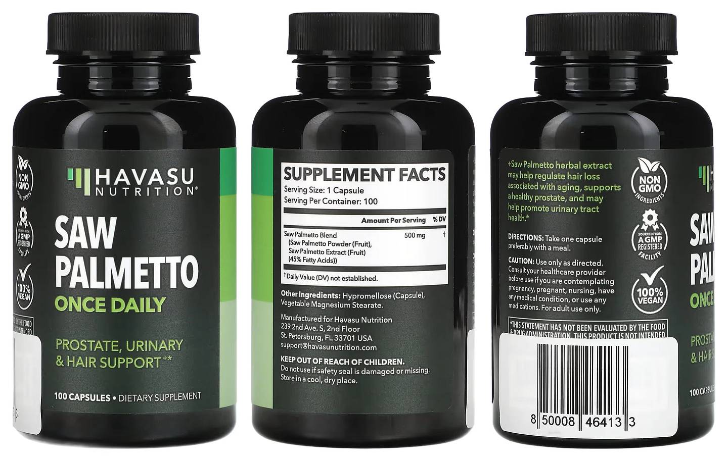 Havasu Nutrition, Saw Palmetto packaging