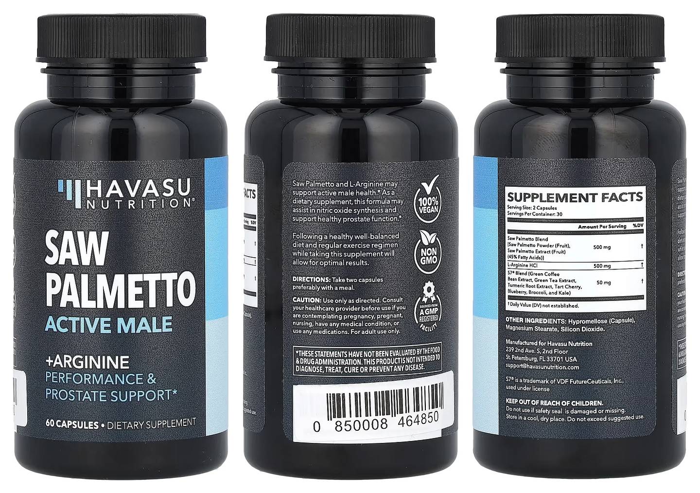 Havasu Nutrition, Saw Palmetto packaging