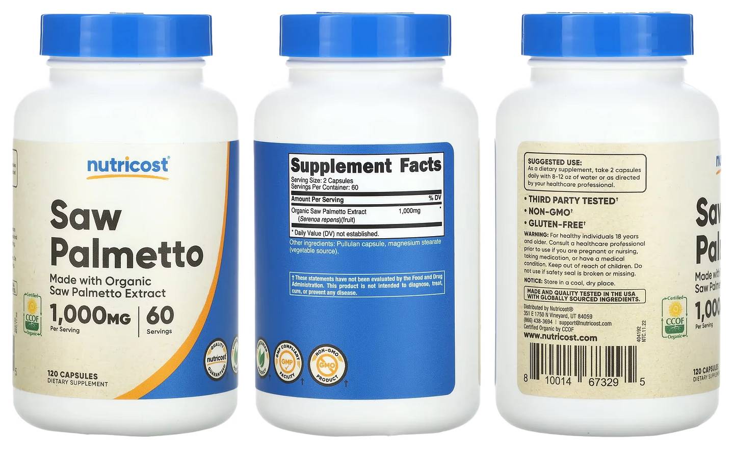 Nutricost, Saw Palmetto packaging