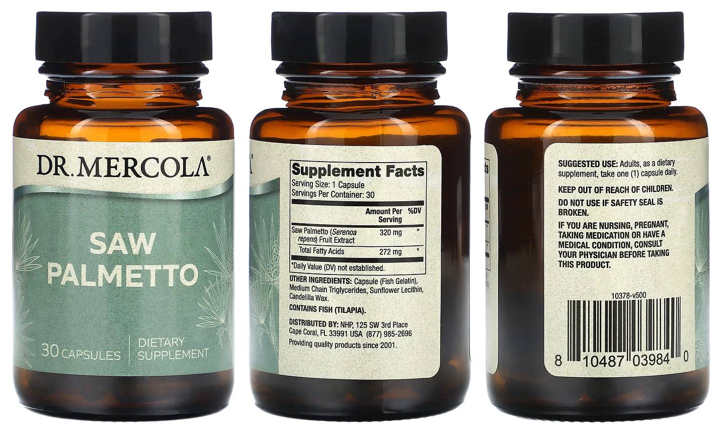 Dr. Mercola, Saw Palmetto packaging