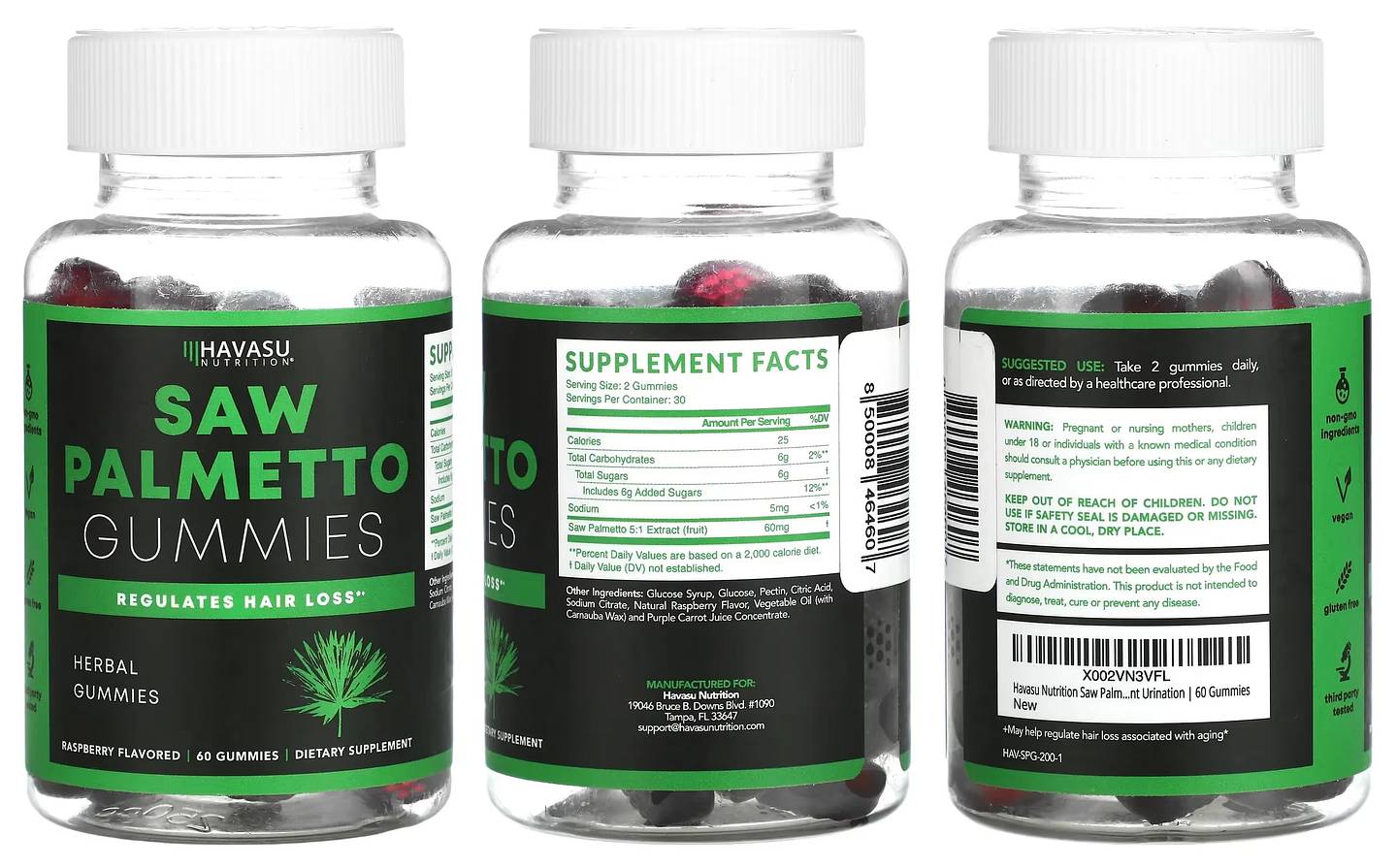 Havasu Nutrition, Saw Palmetto Gummies packaging