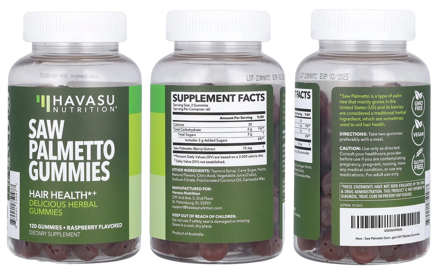 Havasu Nutrition, Saw Palmetto Gummies packaging