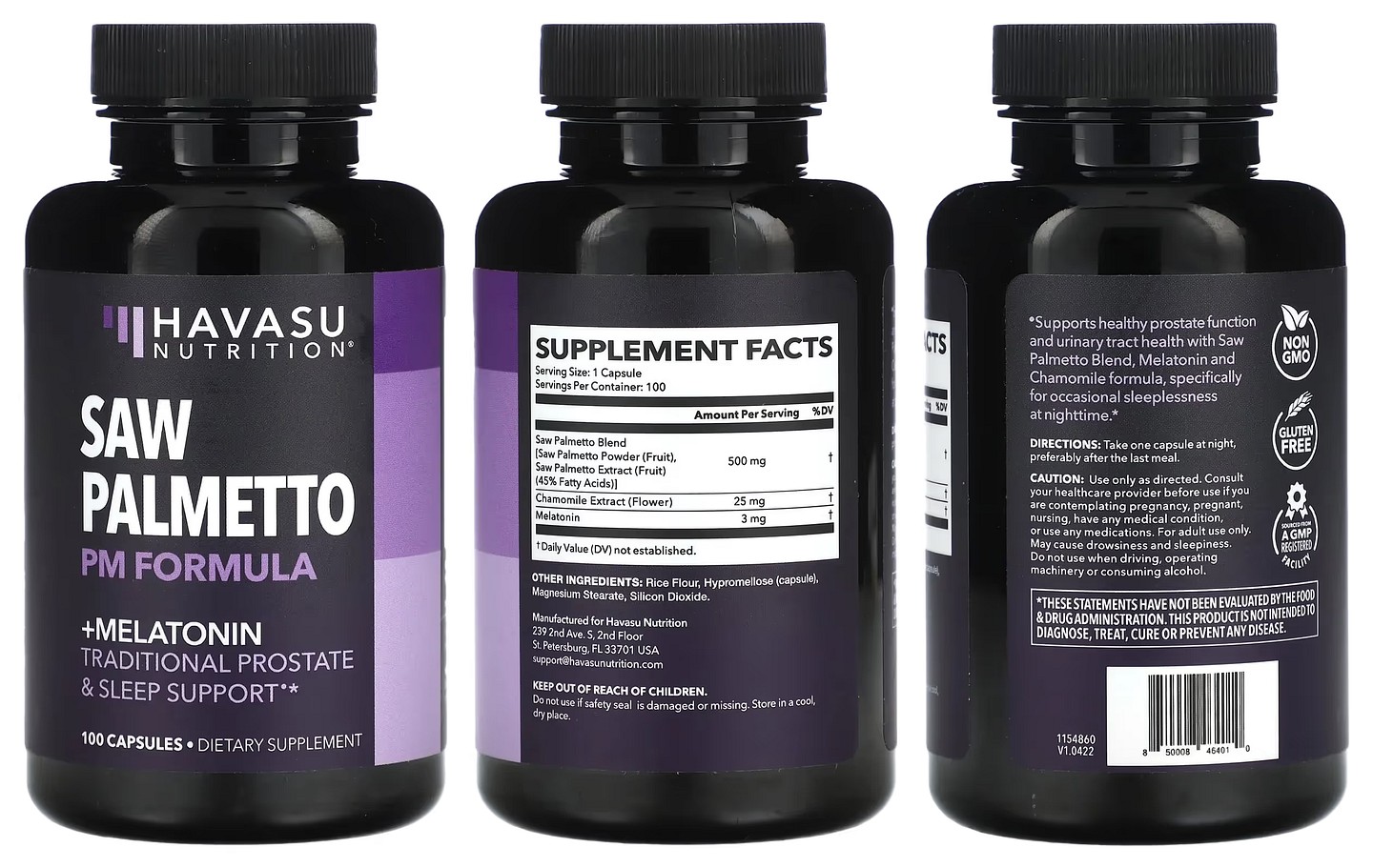 Havasu Nutrition, Saw Palmetto PM Formula packaging