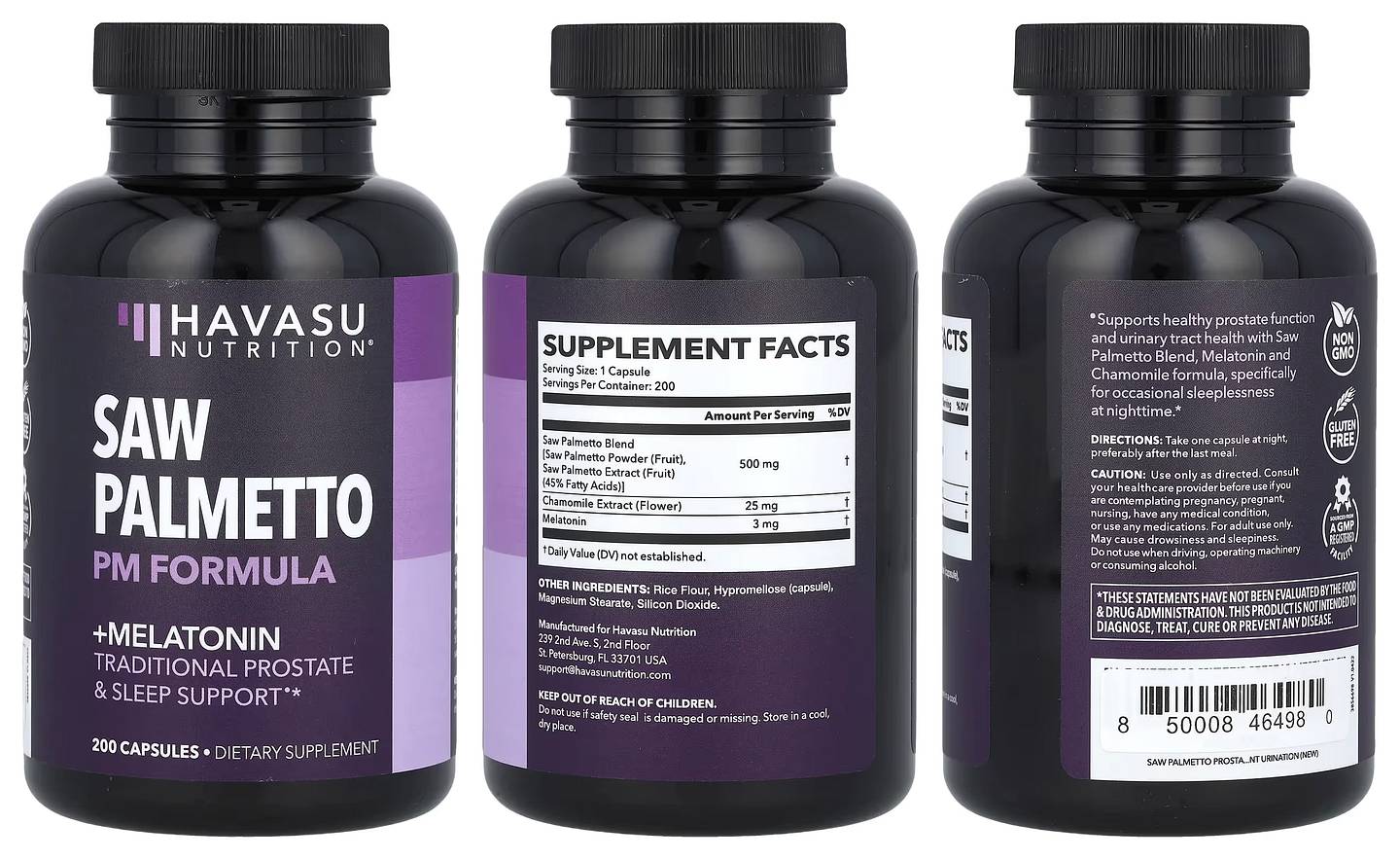 Havasu Nutrition, Saw Palmetto PM Formula + Melatonin packaging