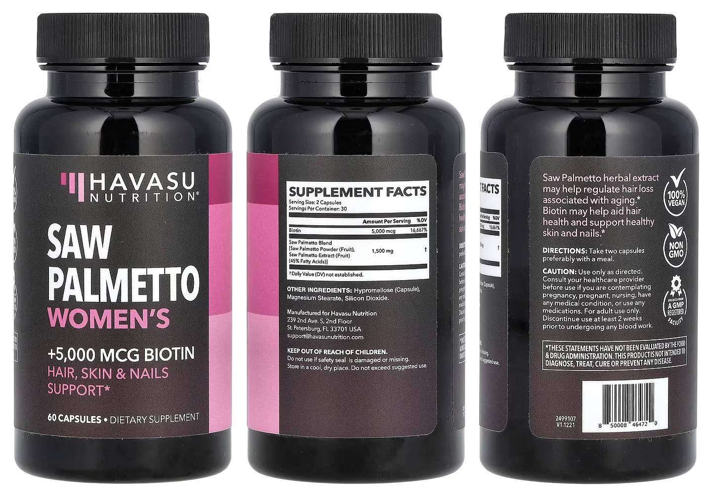 Havasu Nutrition, Saw Palmetto Women's packaging