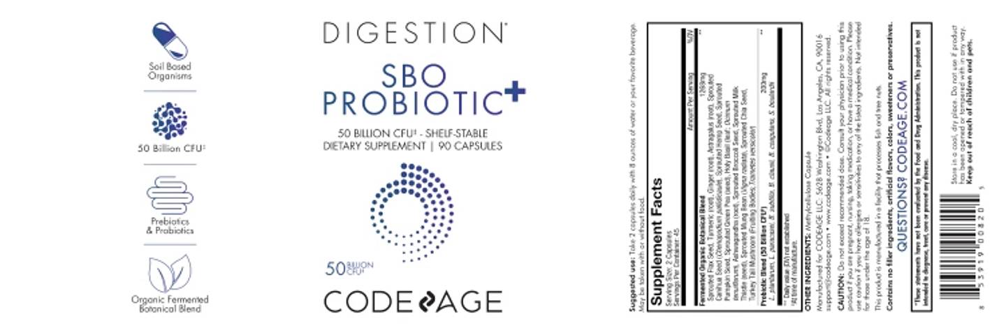 Codeage, SBO Probiotic+ 50 Billion CFU label