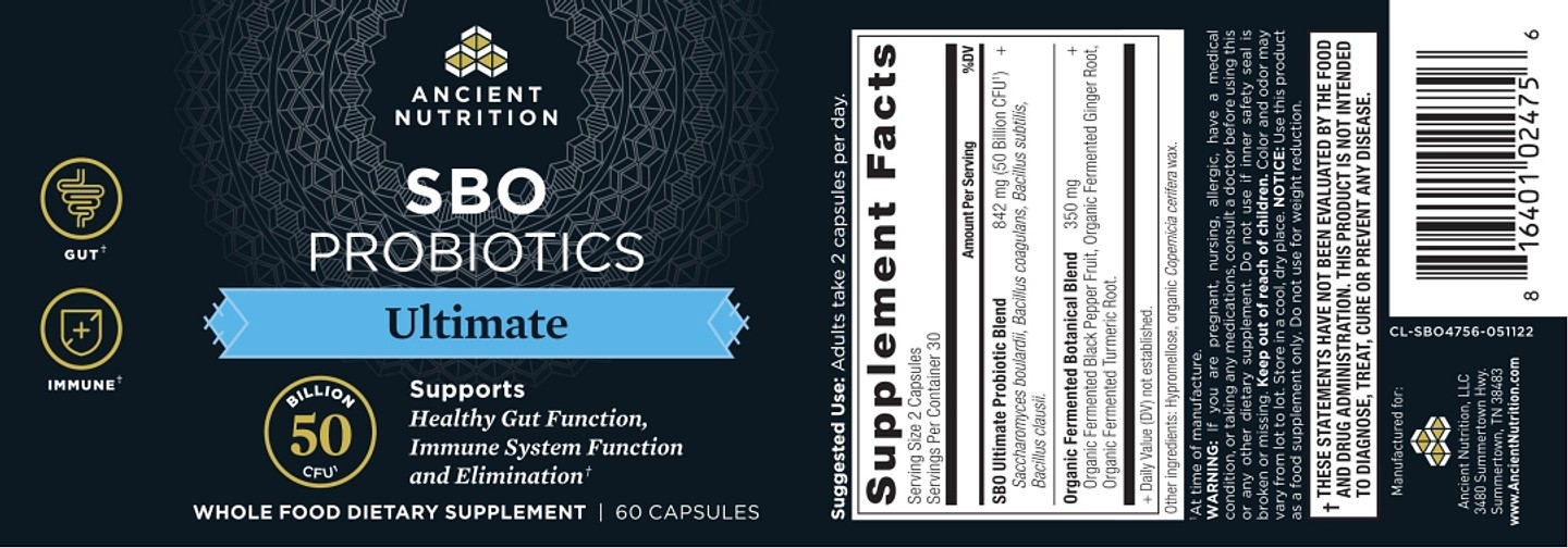 Ancient Nutrition, SBO Probiotics label