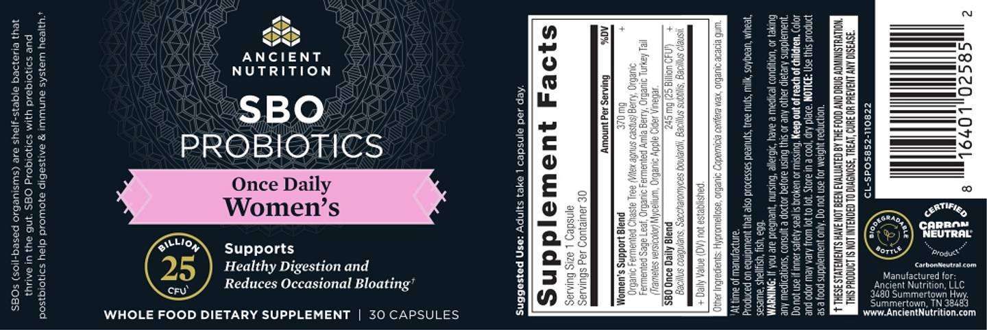 Ancient Nutrition, SBO Probiotics label