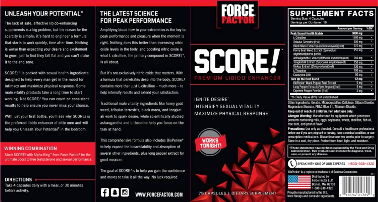 Force Factor, Score! Premium Libido Enhancer label