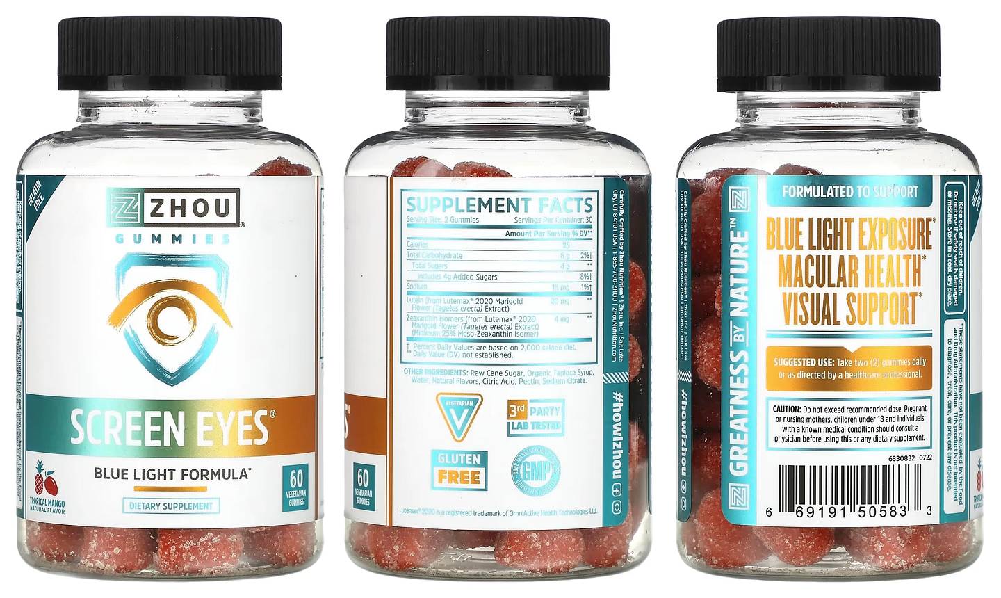 Zhou Nutrition, Screen Eyes packaging